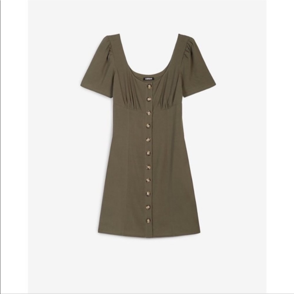 Olive green button front Express Dress Size small